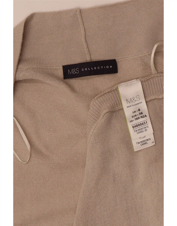 Marks & Spencer Womens Longline Open Cardigan Sweater UK 8 Small Beige