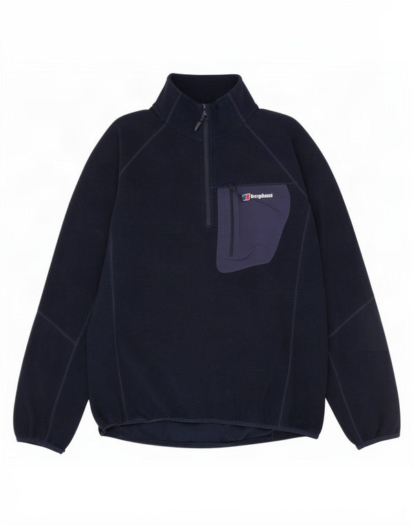 Maglione in pile da uomo Berghaus con zip e collo grande in poliestere blu navy