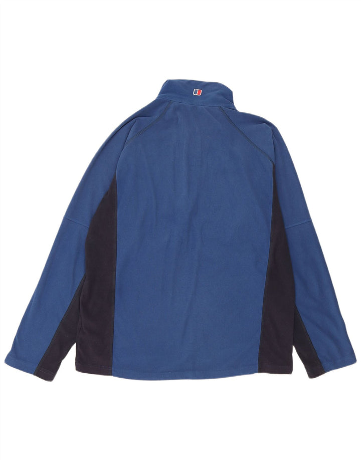 Maglione in pile da uomo BERGHAUS con zip e collo in poliestere color block blu medio
