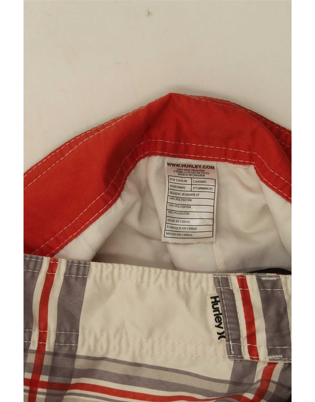 Pantaloncini da bagno con grafica da uomo Hurley, poliestere grande a quadri bianchi