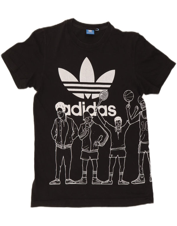 Adidas - Camiseta gráfica para hombre, talla pequeña, algodón negro