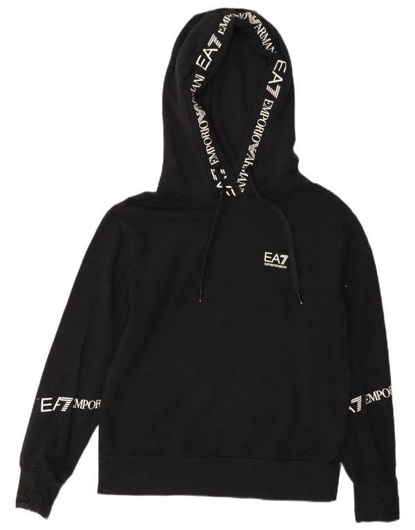 Emporio Armani Pull à capuche surdimensionné graphique pour femme UK 6 XS Coton noir