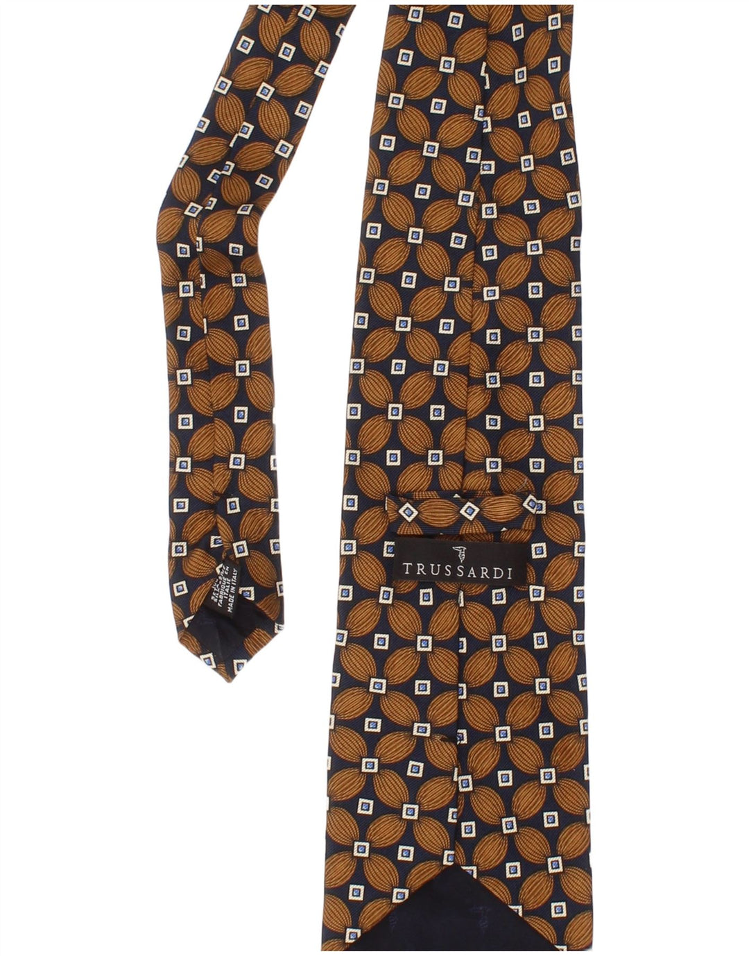 Trussardi Mens Tie One Size Brown Geometric Silk Classic