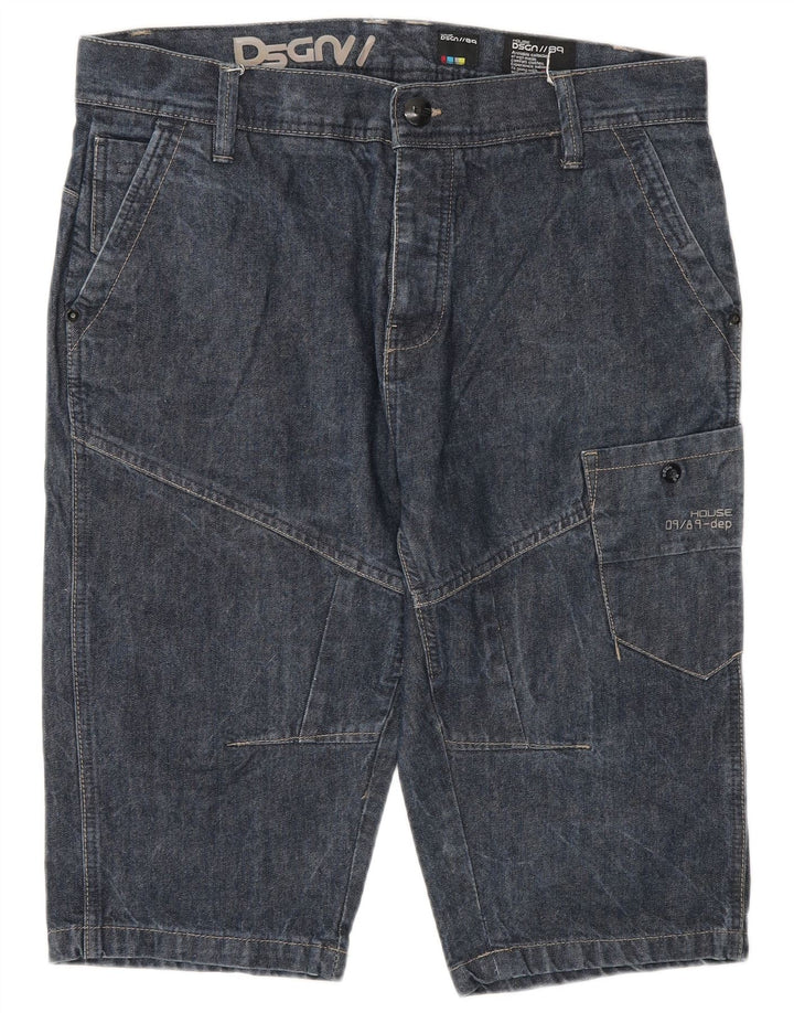 Vintage Mens Cargo Denim Shorts W32 Medium  Navy Blue