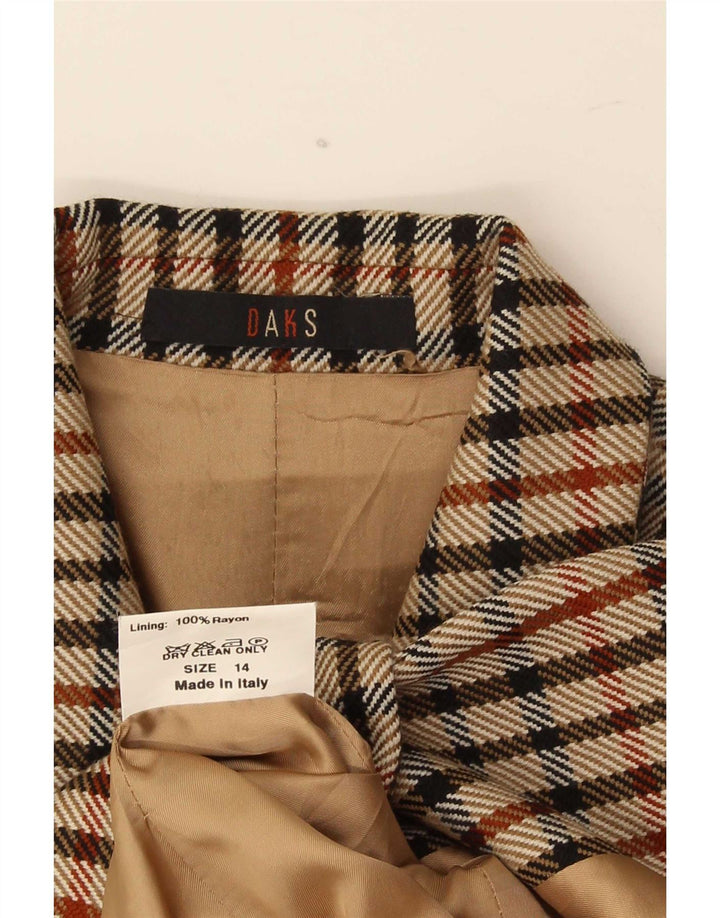 DAKS Womens 2 Button Blazer Jacket UK 14 Medium Multicoloured Check