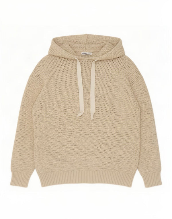 Zara Mens Hooded Jumper Sweater Large Beige