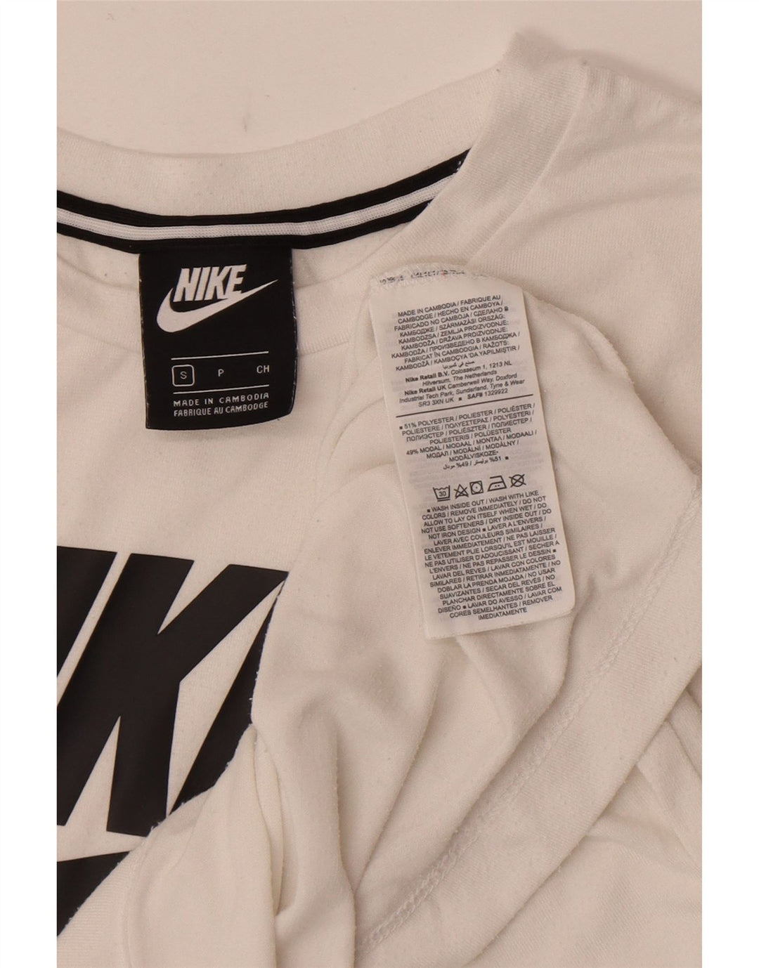 T-shirt grafica da donna Nike Top UK 10 piccola bianca in poliestere