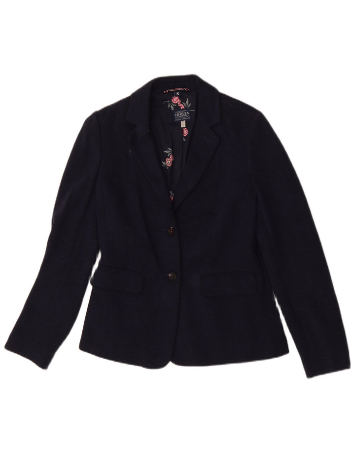 Joules Womens 2 Button Blazer Jacket UK 8 Small Navy Blue Herringbone