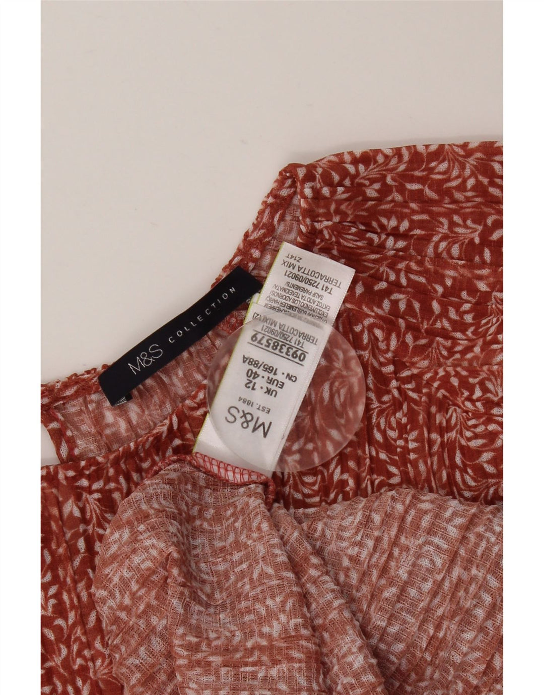 MARKS & SPENCER Womens Long Sleeve Blouse Top UK 12 Medium  Red Floral