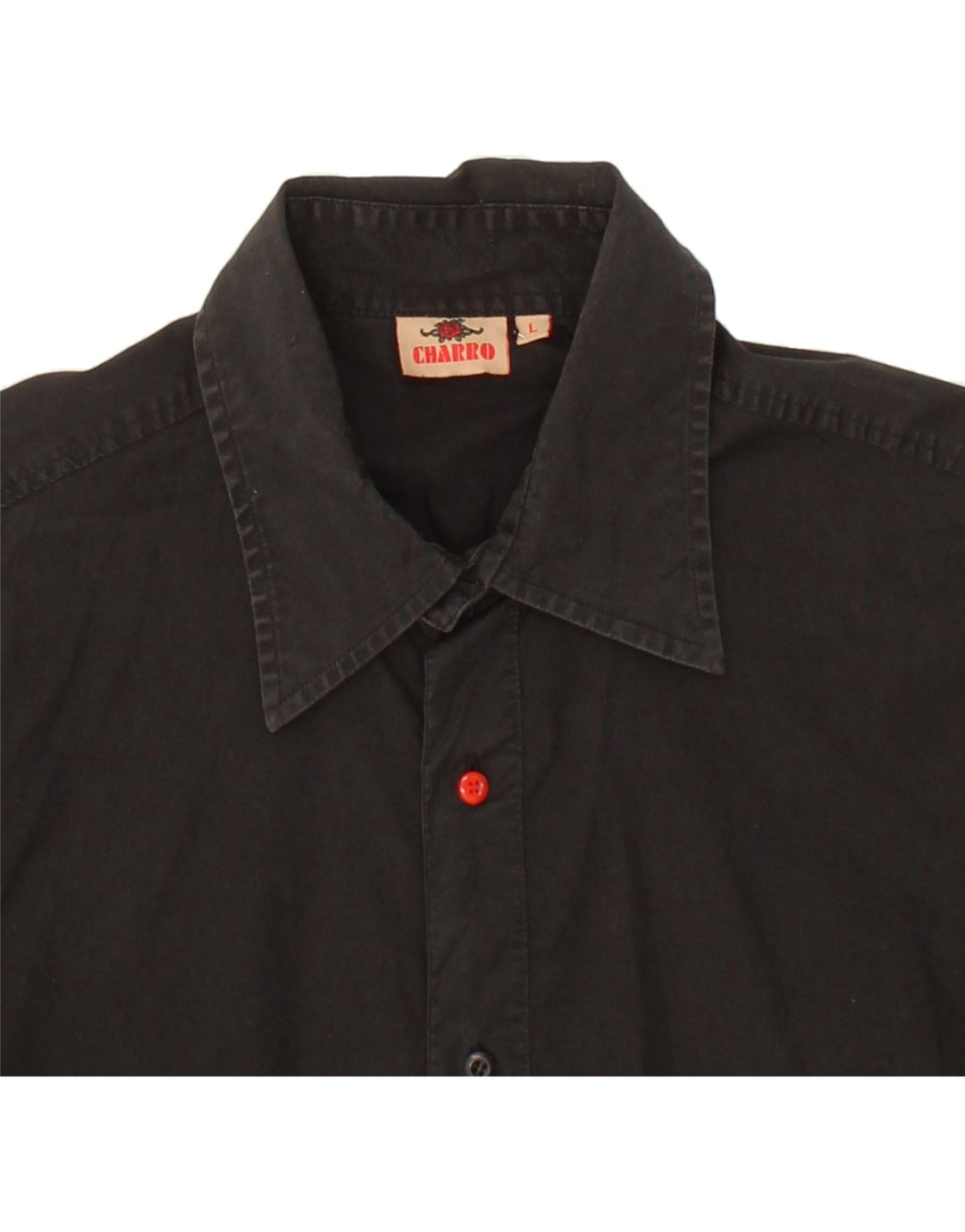 CHARRO Mens Shirt Large Black Cotton Vintage Charro and Second-Hand Charro from Messina Hembry 