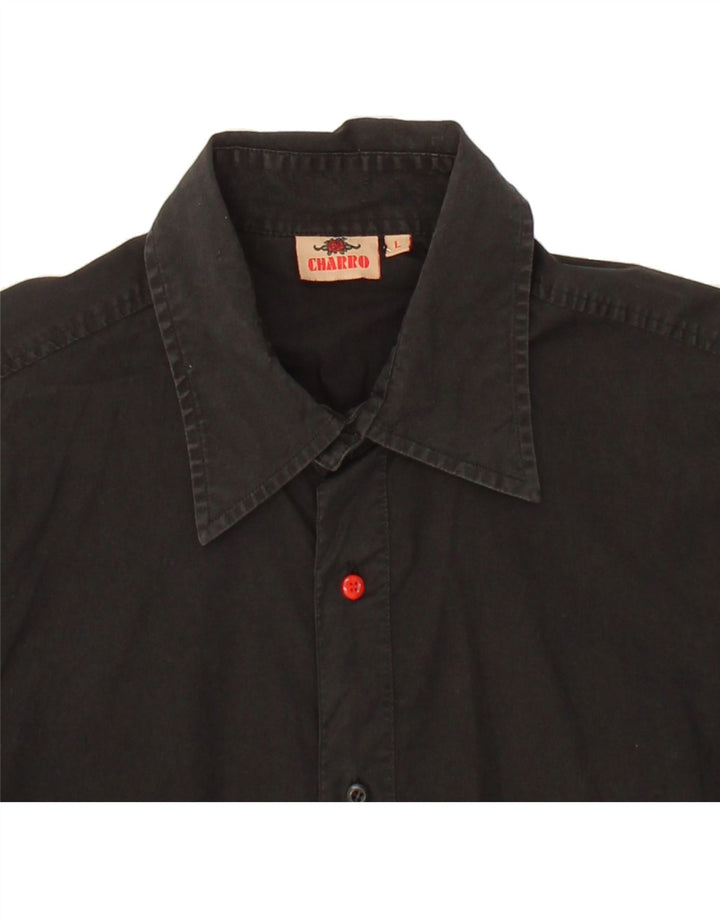 CHARRO Mens Shirt Large Black Cotton Vintage Charro and Second-Hand Charro from Messina Hembry 