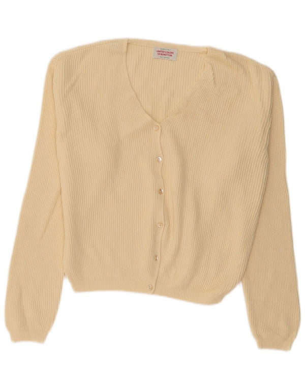 Benetton Womens Cardigan Sweater UK 18 XL Beige Cotton