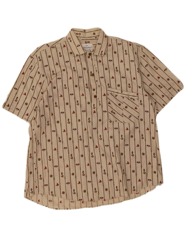 Greenfield Herre abstrakt mønster pullover skjorte str. 41 16 Large Beige