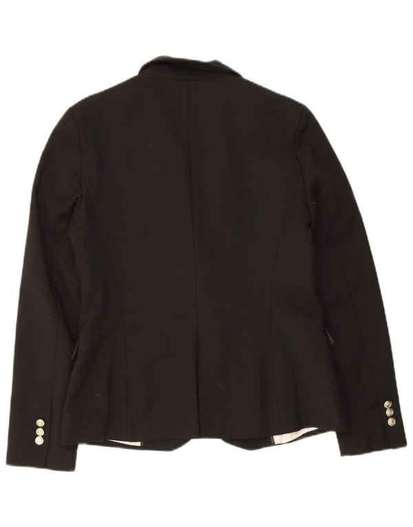 ZARA Chaqueta Blazer De 1 Botón Para Mujer UK 42 Mediana Algodón Negro