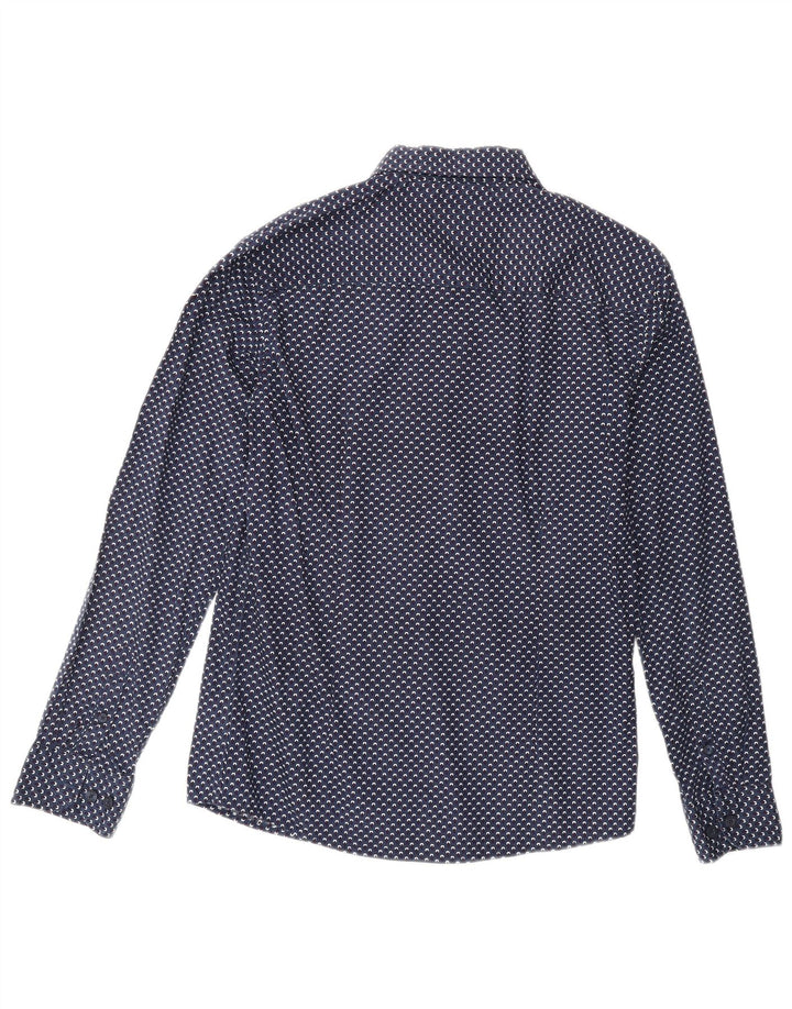 TOMMY HILFIGER Boys Abstract Pattern Shirt 13-14 Years Navy Blue Cotton