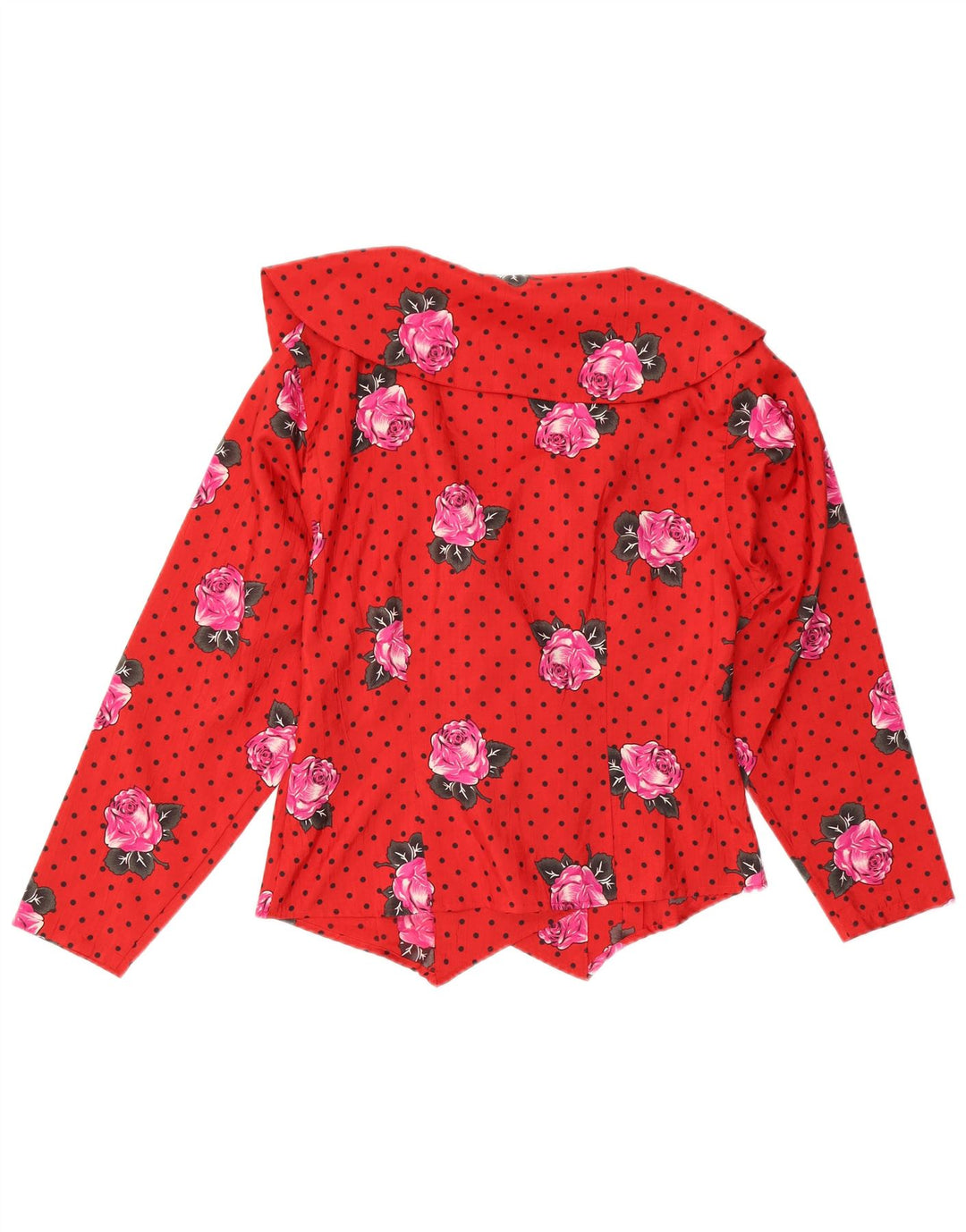 Vintage Womens Shirt Blouse UK 14 Medium Red Floral Polyester