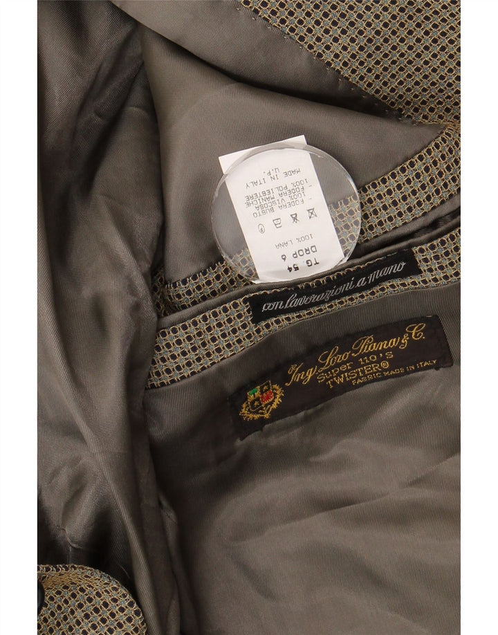 Ing Loro Piona & Co. Mens 2 Button Blazer Jacket IT 54 2XL Khaki Spotted