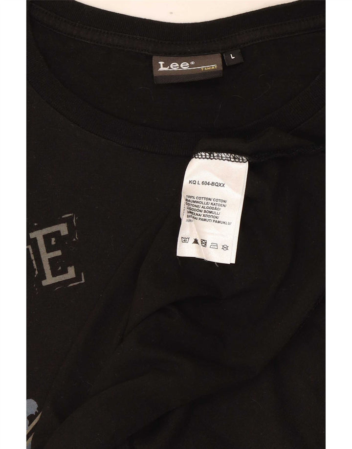 Lee Herre Grafisk T-Shirt Top Stor Sort Bomuld