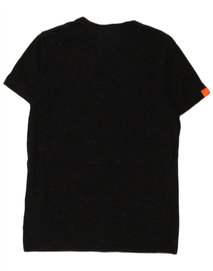 Superdry Herren-T-Shirt-Oberteil aus mittelschwarz gefleckter Baumwolle