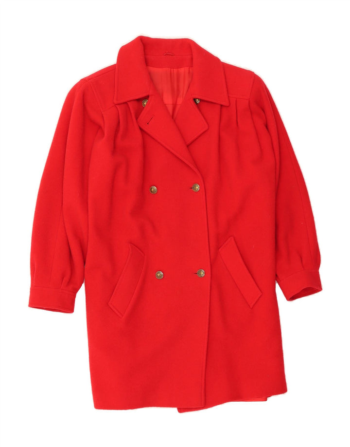 DERETA Womens Oversized Double Breasted Coat UK 10 Small Red Lambswool Vintage Dereta and Second-Hand Dereta from Messina Hembry 