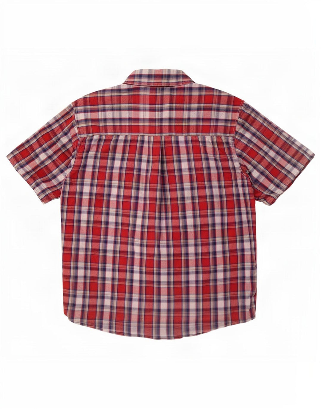 Wrangler Mens Short Sleeve Shirt XL Red Check Cotton