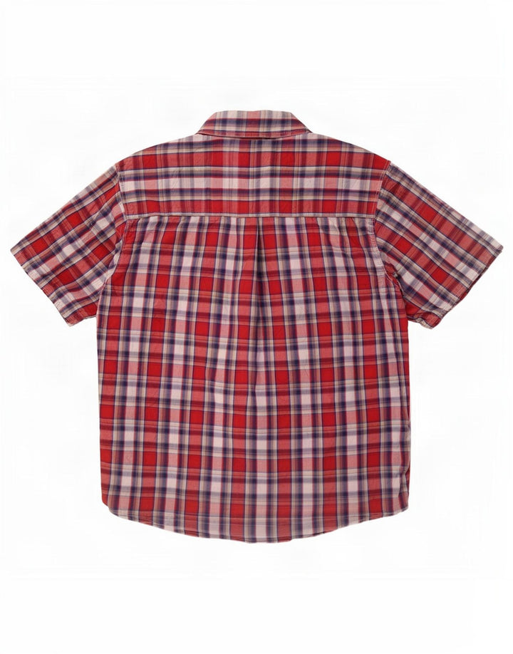 Wrangler Mens Short Sleeve Shirt XL Red Check Cotton