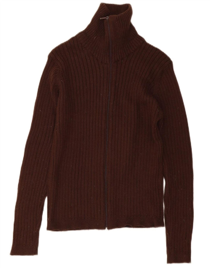 Zara Womens Cardigan Sweater UK 14 Medium Brown Wool