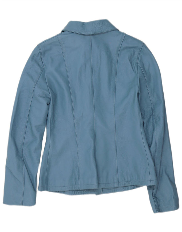 Chemise en cuir femme vintage IT 42 Bleu Moyen