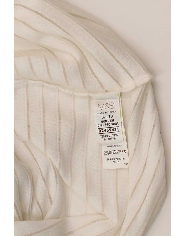 Top manica lunga da donna Marks & Spencer UK 10 piccolo gessato bianco