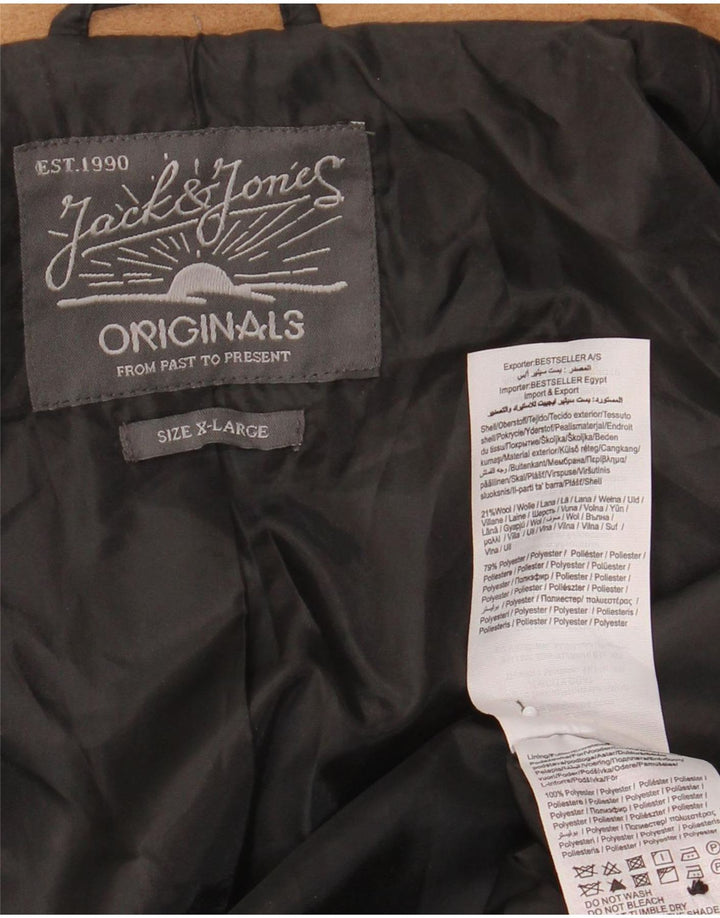 Jack & Jones Mens Overcoat UK 42 XL Brown Wool
