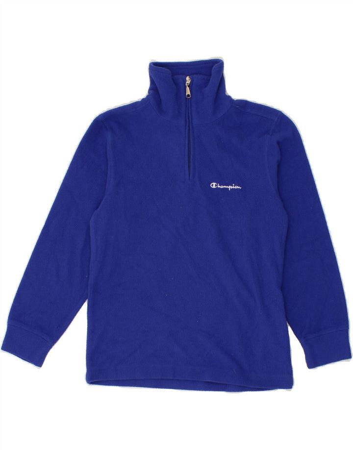 CHAMPION Boys Zip Neck Fleece Jumper 7-8 Years Small Blue Polyester Vintage Champion and Second-Hand Champion from Messina Hembry 