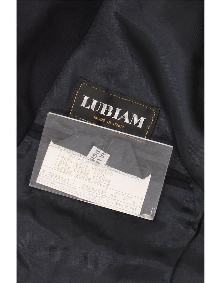 Lubiam Mens Double Breasted Blazer Jacket IT 48 Medium Navy Blue