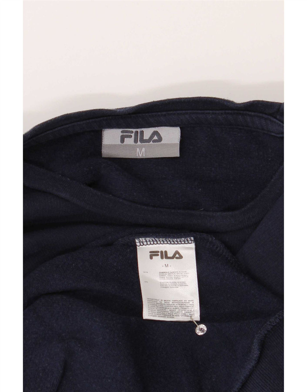 Fila Womens Sweatshirt Jumper UK 14 Medium Navy Blue Cotton
