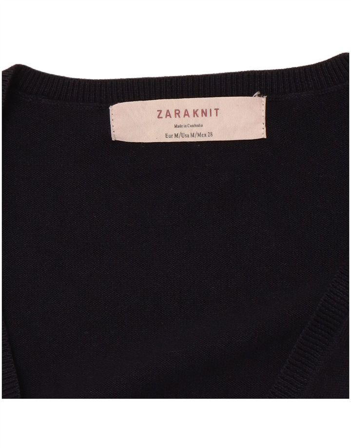 ZARA Womens Cardigan Sweater UK 12 Medium Navy Blue