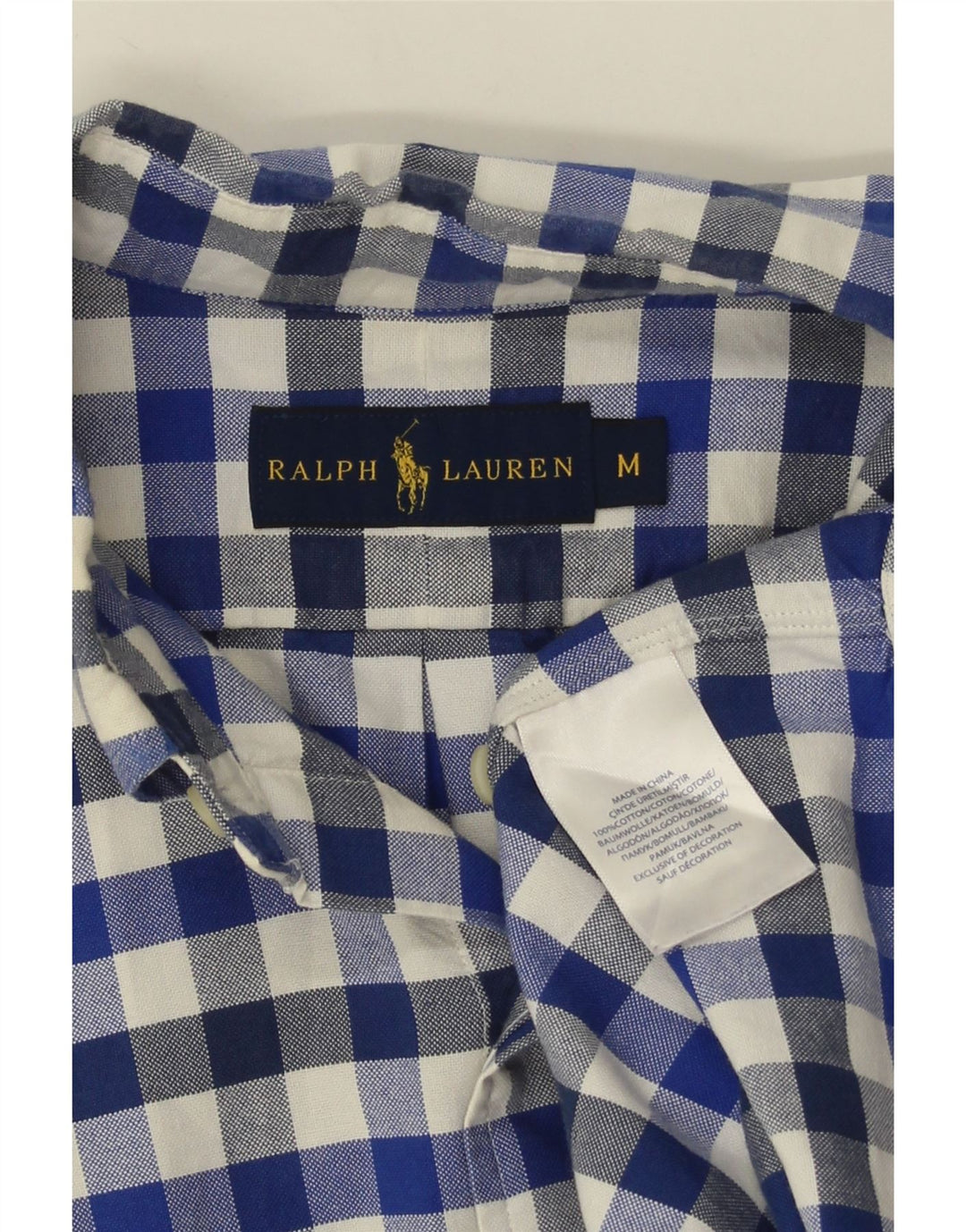 Ralph Lauren Kortærmet Herreskjorte Medium Blue Gingham Cotton