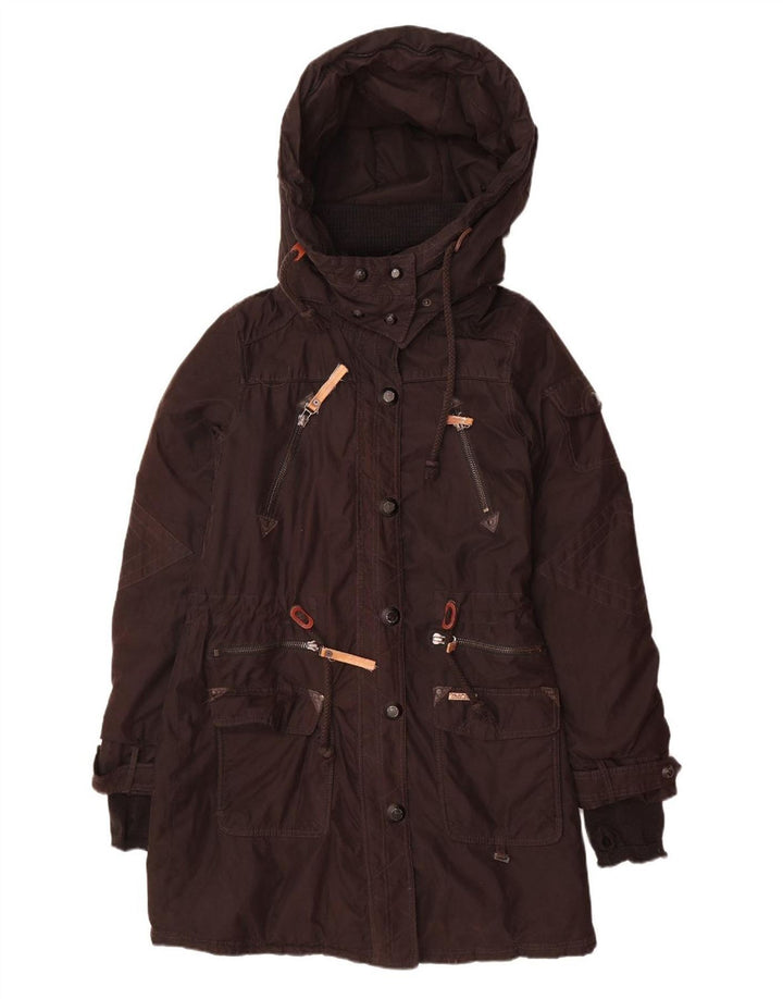 KHUJO Womens Hooded Parka Jacket UK 18 XL Black Polyester