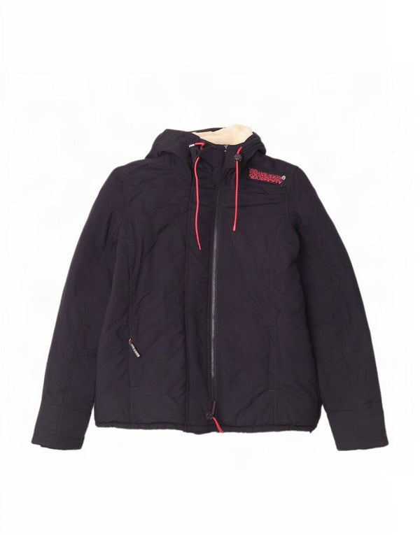 Superdry Damen Windcheater Steppjacke mit Kapuze UK 14 Large Marineblau