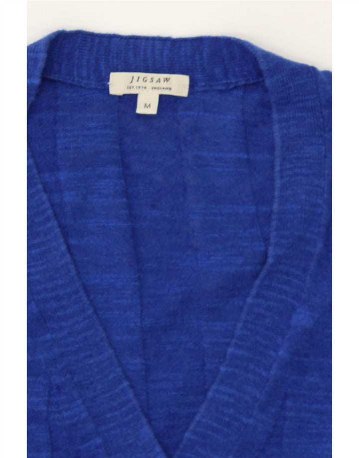 JIGSAW Womens Cardigan Sweater UK 12 Medium Blue Linen Vintage Jigsaw and Second-Hand Jigsaw from Messina Hembry 