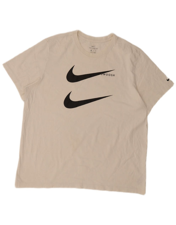 T-shirt grafica Nike Swoosh da uomo 2XL in cotone bianco