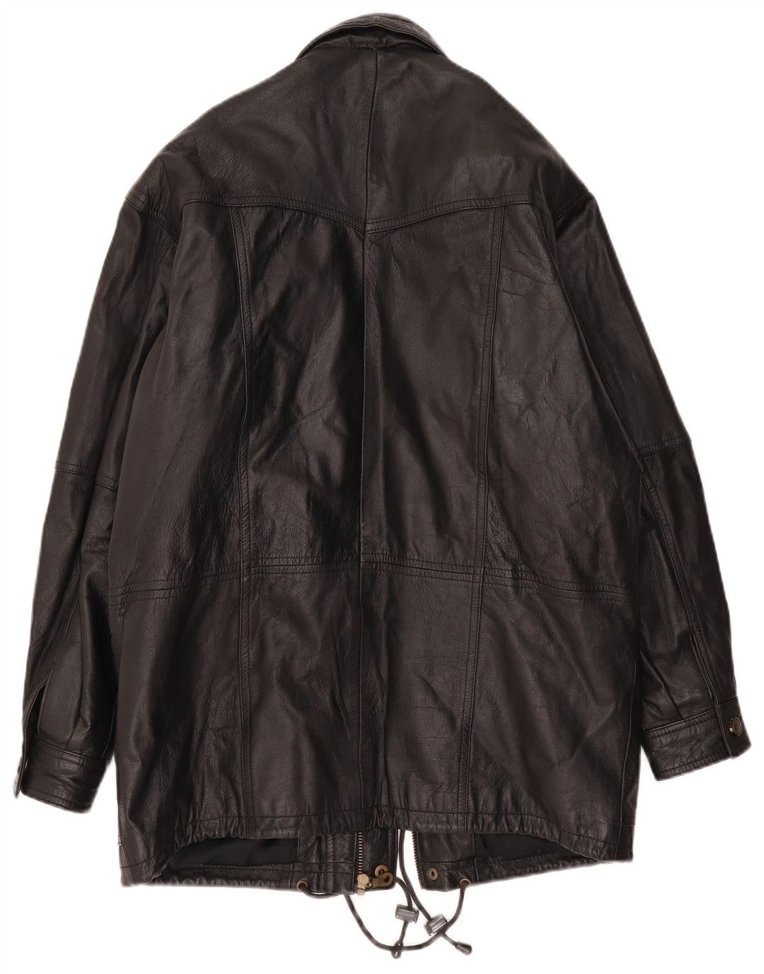Vintage Mens Leather Coat UK 38 Medium Black Leather