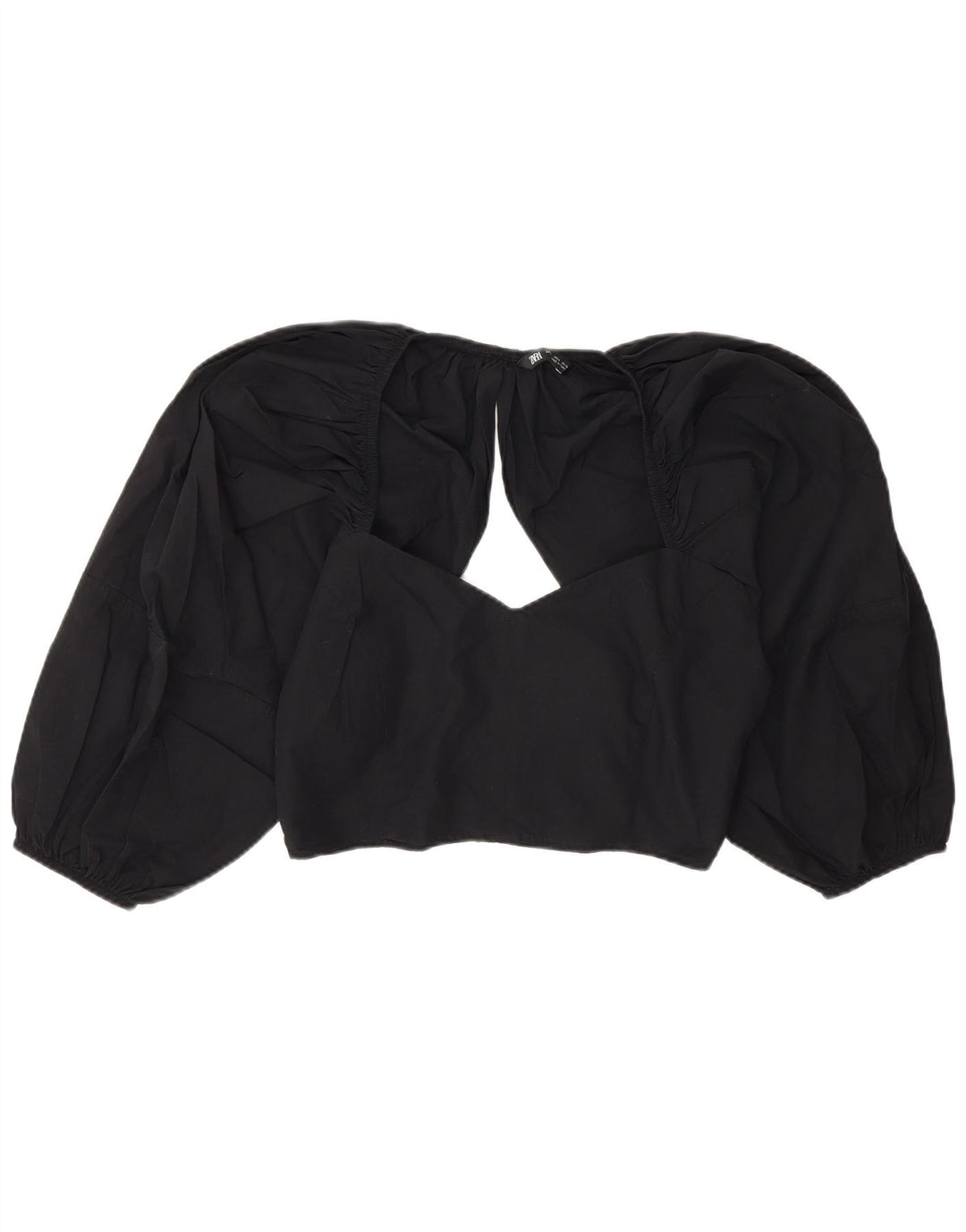 Zara Womens Crop Bluse Top UK 14 Large Black