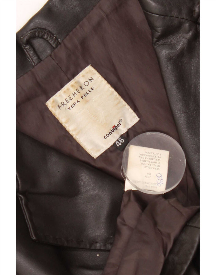 Conbipel Veste blazer en cuir à 3 boutons Free Heron pour femme IT 46 Large Marron