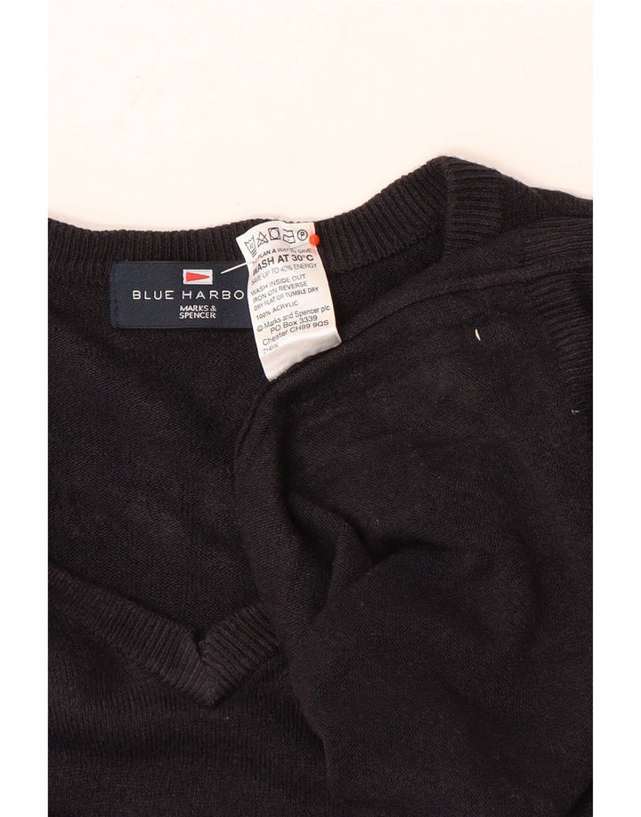 Marks & Spencer Mens Blue Harbour V-Neck Jumper Sweater Large Navy Blue