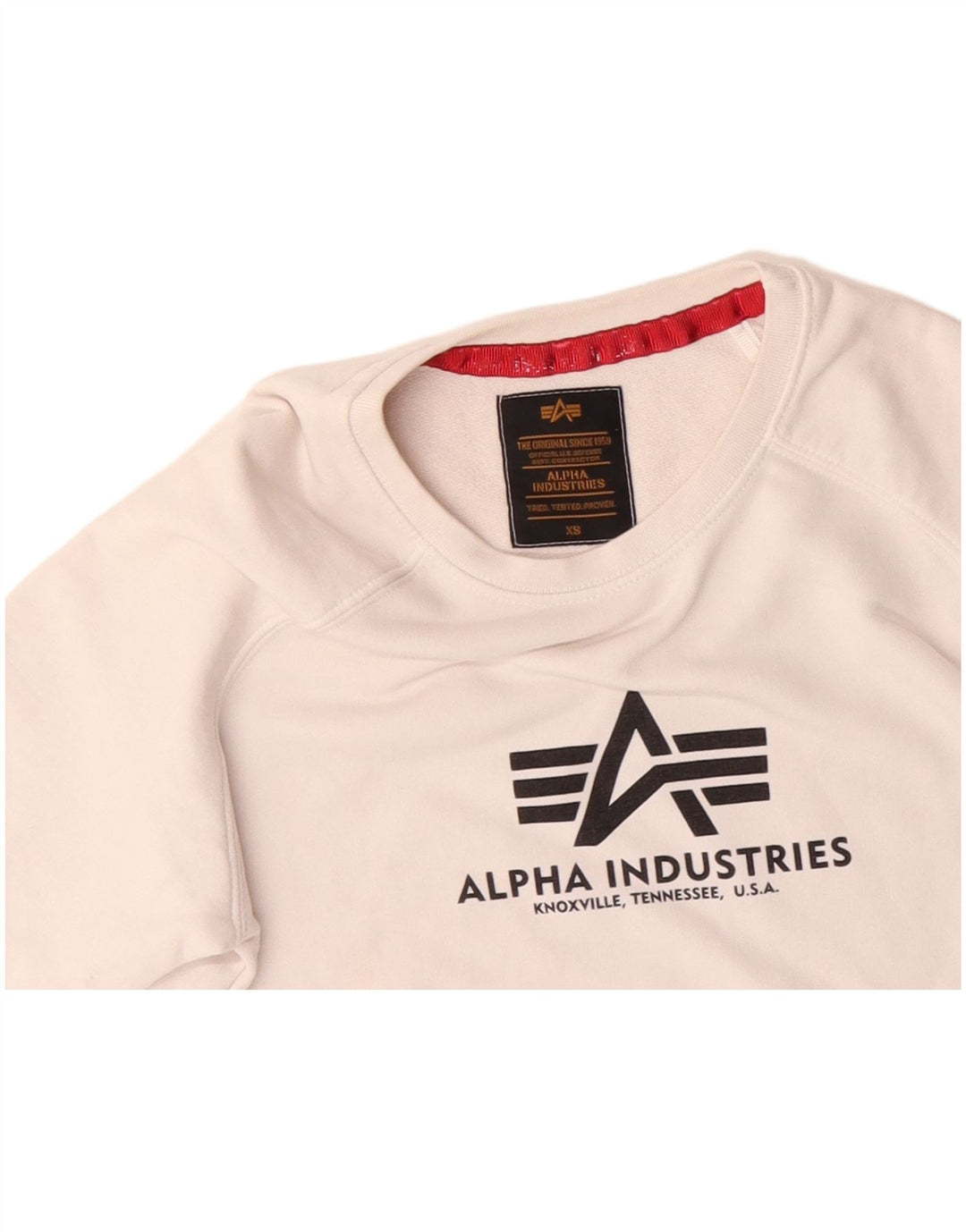ALPHA INDUSTRIES Mens Graphic Sweatshirt Jumper XS White