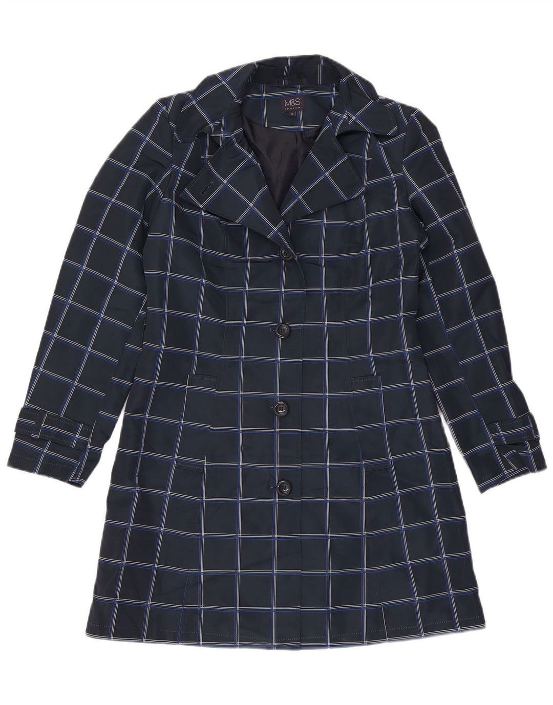 Marks & Spencer Gabardina para mujer UK 10 Small Azul marino Cuadros Poliéster