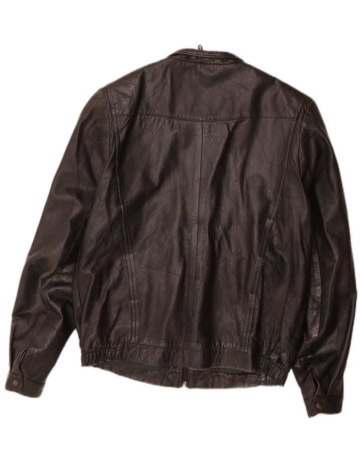 Vintage Mens Leather Jacket IT 50 Large Black Leather