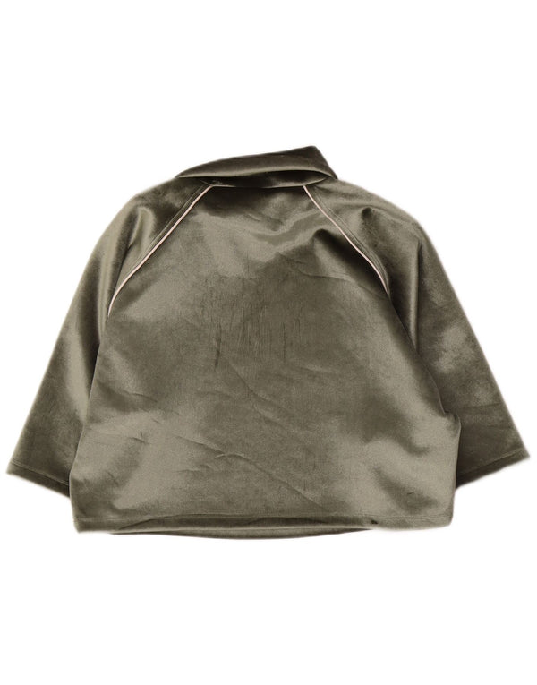 Adidas Haut en velours surdimensionné à manches 3/4 pour femme UK 8 Petit Vert Polyester