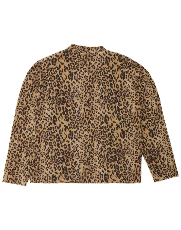 Marks & Spencer Womens Top Long Sleeve UK 10 Small Brown Animal Print