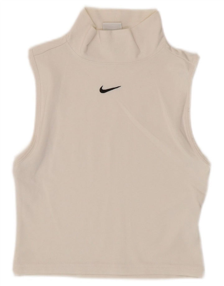 Nike Dame Crop Vest Top UK 4 XS Hvid