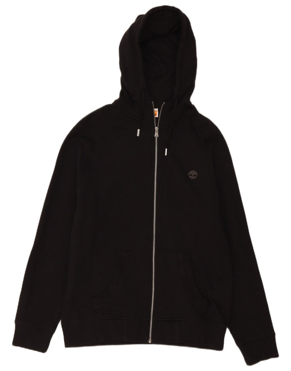 Timberland Pull à capuche zippé coupe régulière pour hommes, grand coton noir